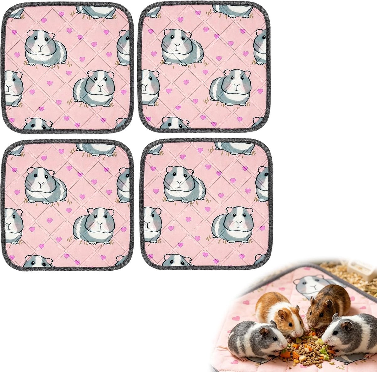 Herbruikbare cavia pads - 4 stuks - waterdicht - sneldrogend - houdt kooi droog - ShopVlot