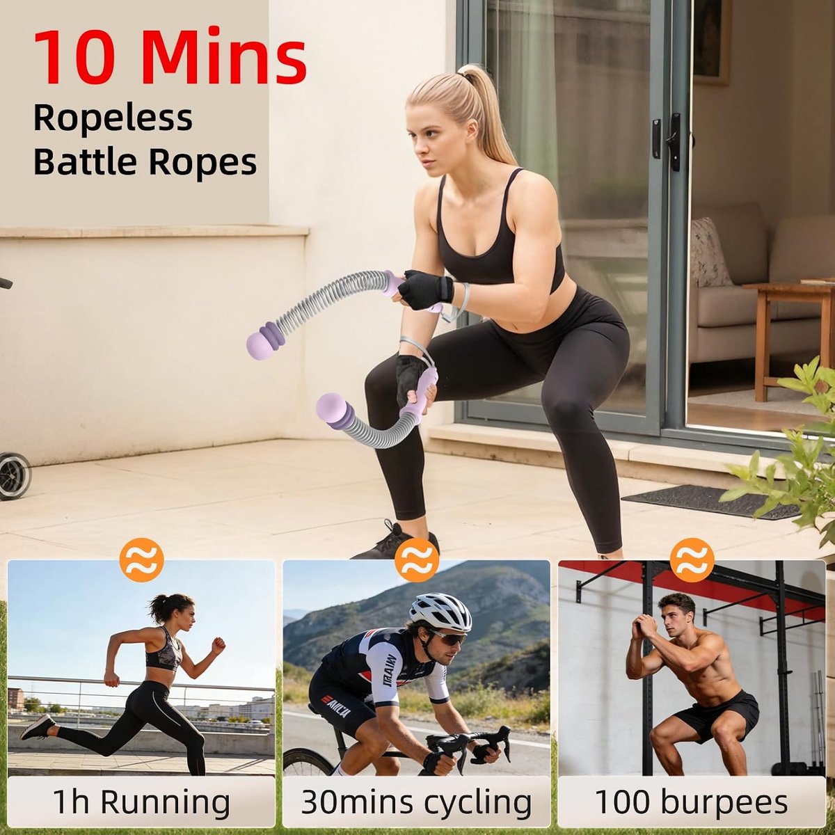 Abahub Gewogen draadloos gevechtstouw, draagbare stille fitnessapparatuur voor thuis, ruimtebesparende indoor workout - ShopVlot