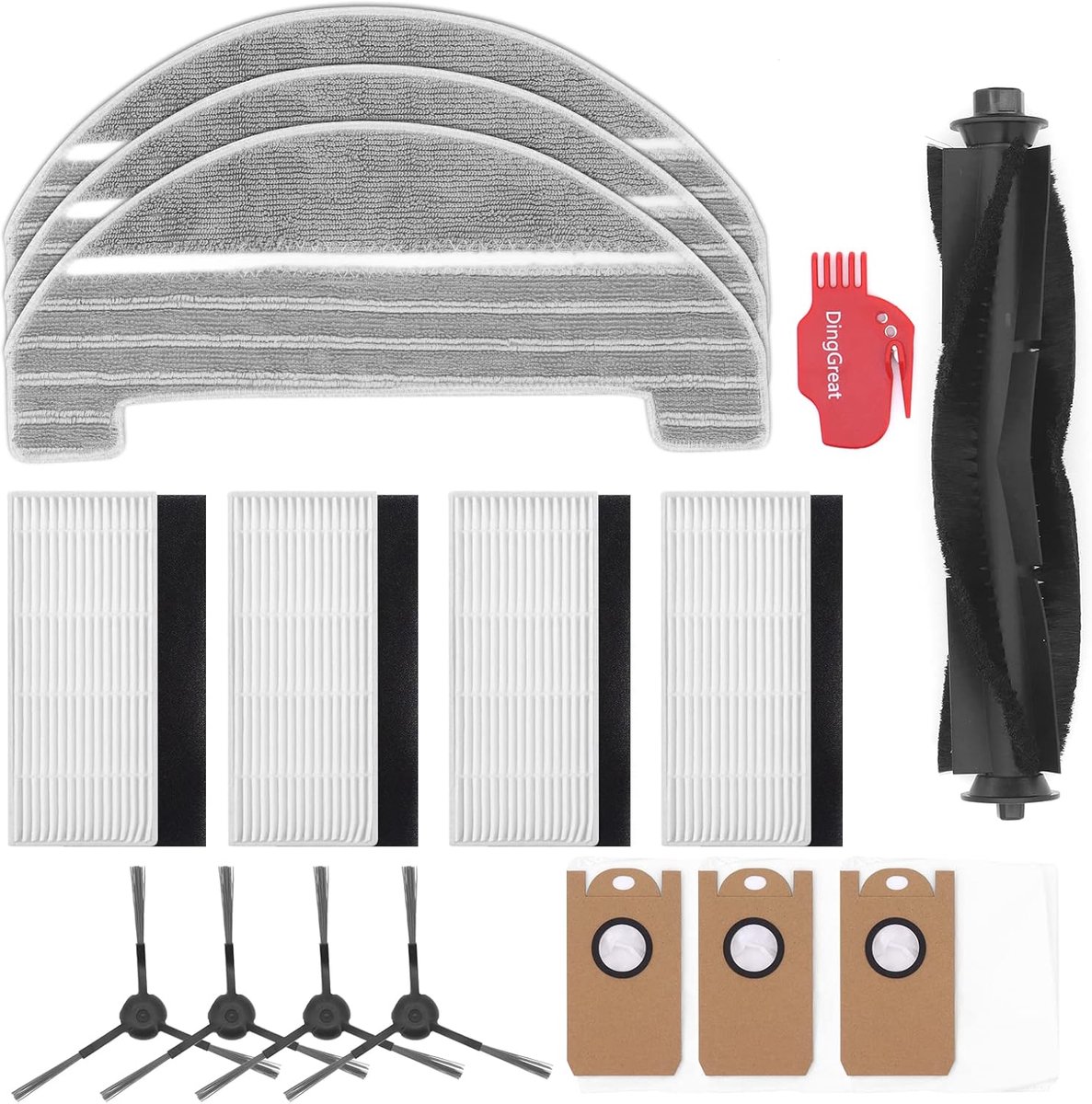 Accessory Set for Proscenic M8 PRO Robot Vacuum Cleaner Floor Cleaner, 1 Roller Brush, 4 Side Brushes, 4 Filters, 3 - ShopVlot