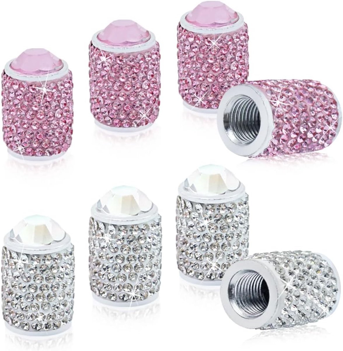 8 Pack Tire Valve Caps, SENHAI Handmade Crystal Rhinestone Diamonds Sparkly Tire Covers, Shiny Dustproof Car - ShopVlot