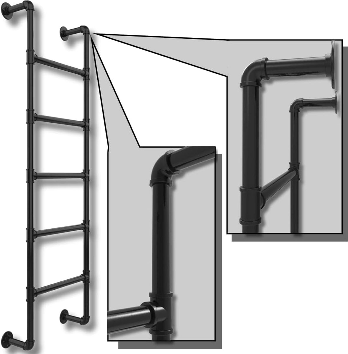 5-Step Wall Hanging Ladder for Attic, Egress Windows- Five-Step-Wall-Fixed Ladders for Easy Up and Descending - ShopVlot