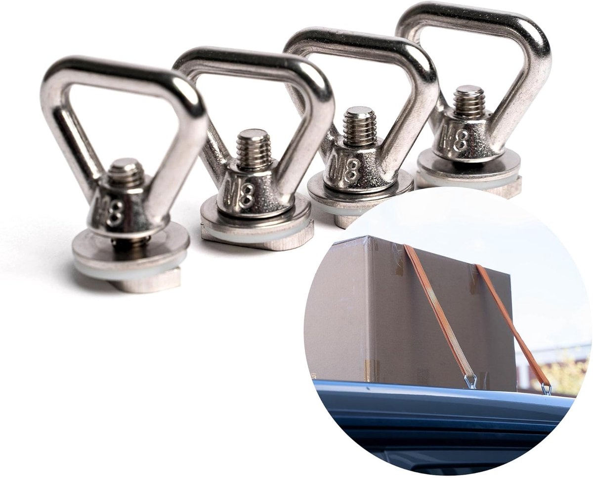 040Parts 4-Piece Zurrösen Stainless Steel Roof Rail Set for C-Profile Roof Rails Suitable for VW T5 T6 T6.1 California - ShopVlot