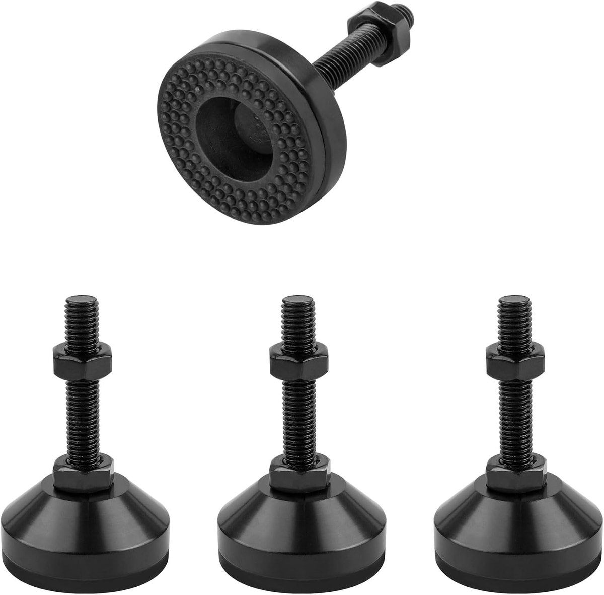4x verstelbare nivelleringsvoeten met flens - Anti-vibratie, anti-slip basis voor wiebelende meubels - ShopVlot