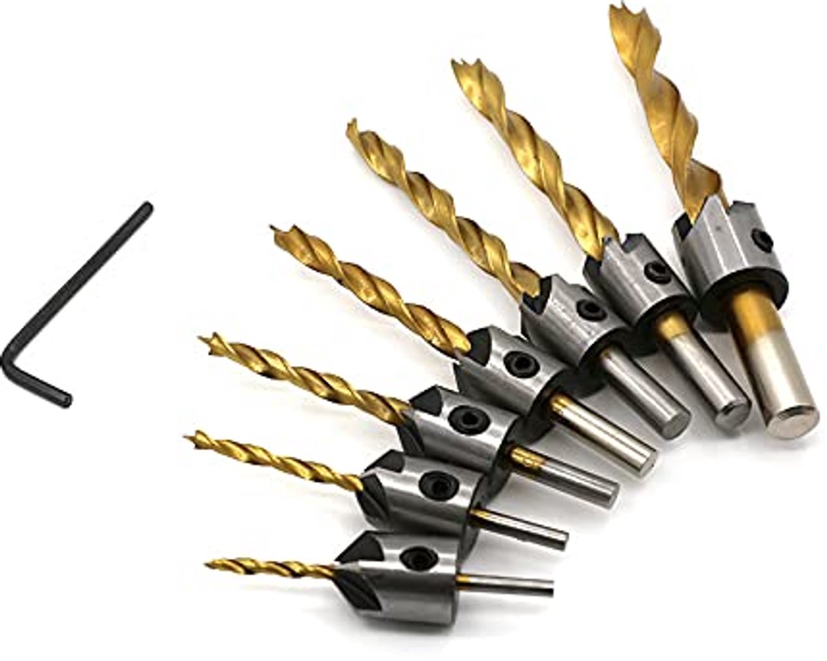 TX Woodworking drill, rock drill, three-point countersunk drill bit, precision cutting set with hex wrench - ShopVlot