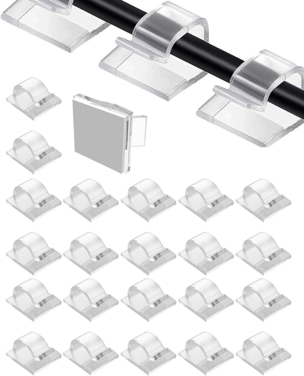 50 Pcs Cable Clips, Outdoor Fairy Lights Hooks, Cable Clips, Stickers, Cable Organizer, Desk, Transparent Clip, Cable - ShopVlot