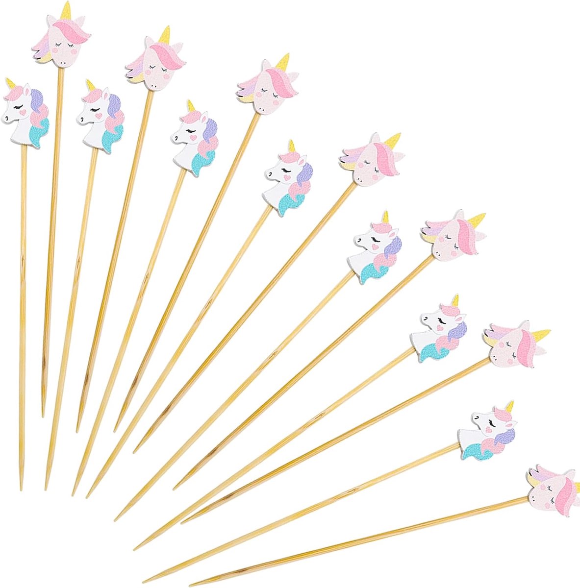 Catelves Unicorn Finger Food for Children, 100 Pieces, Cocktail Skewers and Fruit Skewers for Cocktail Decoration - ShopVlot