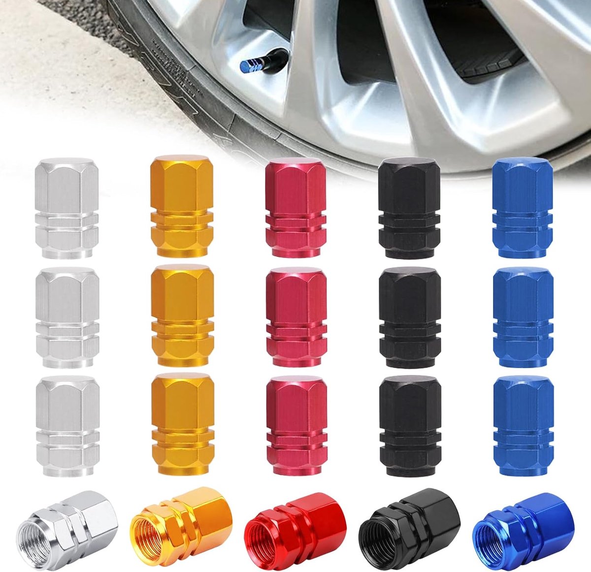 Autoventielkleppen set van 20 - Aluminium legering - Waterdicht en roestvrij - Voor het behoud van bandenspanning - ShopVlot