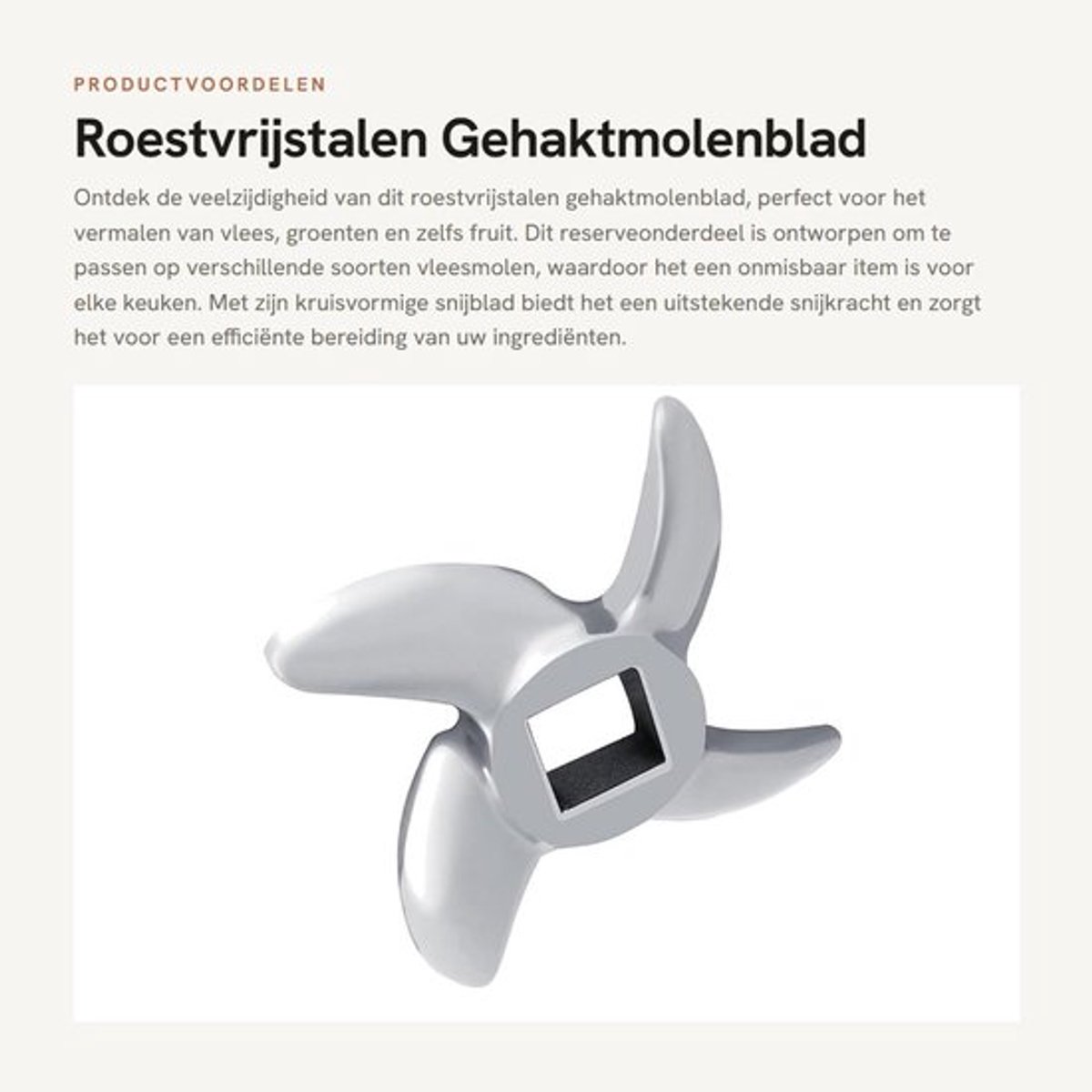 Gehaktmolenblad Roestvrij Staal - Kruisvormig Snijblad - Vervangend Onderdeel - Geschikt voor Vlees en Groenten - Duurzaam en Stevig - Eenvoudige Montage - Vleesmolenmes