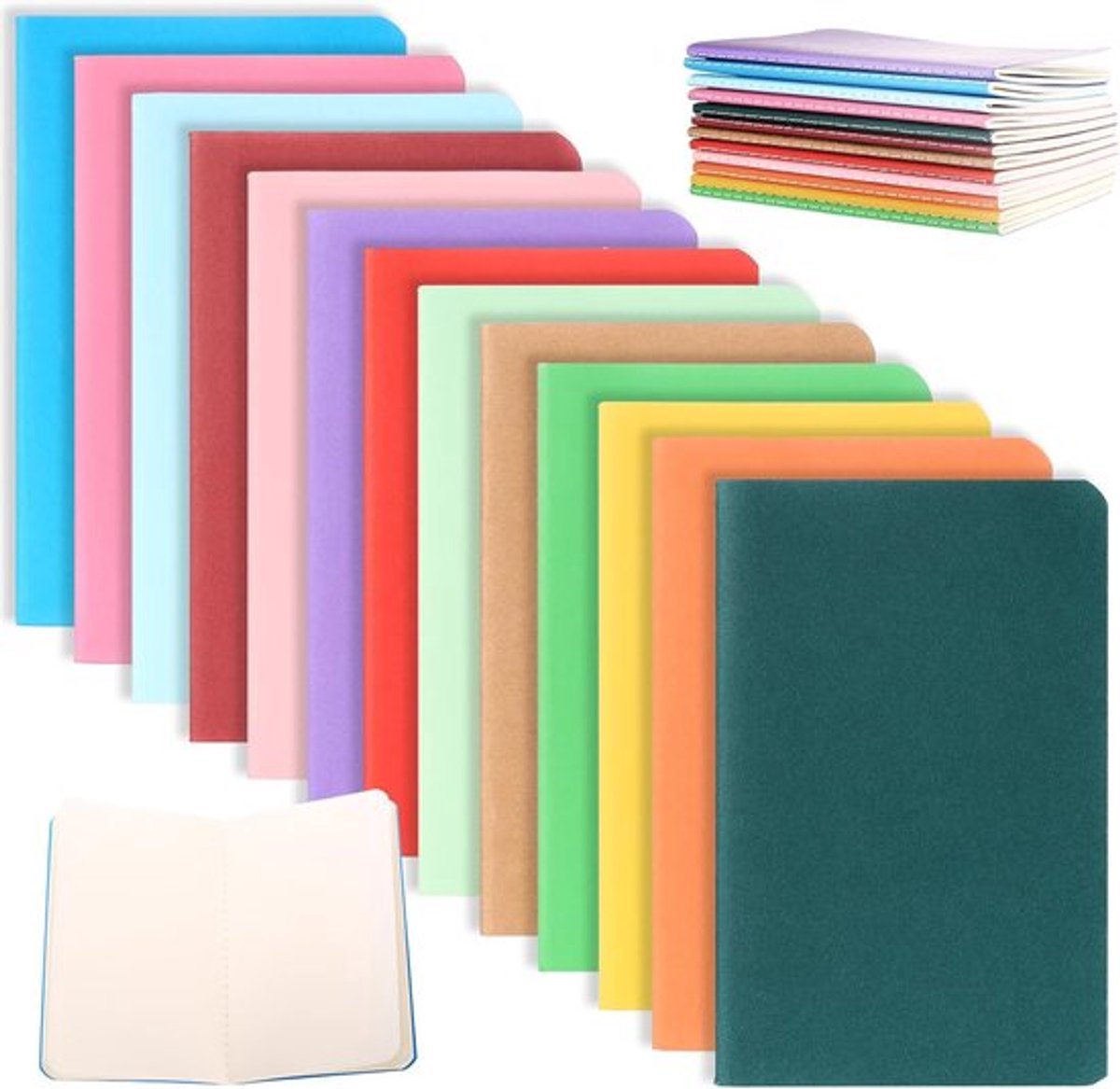 Thijox - 13 Stuks A6 Notitieboekjes, Kleine Kraftpapier Notitieblokken, 30 Vellen, Compact Formaat (14x9 cm), Handig en Draagbaar voor School, Kantoor