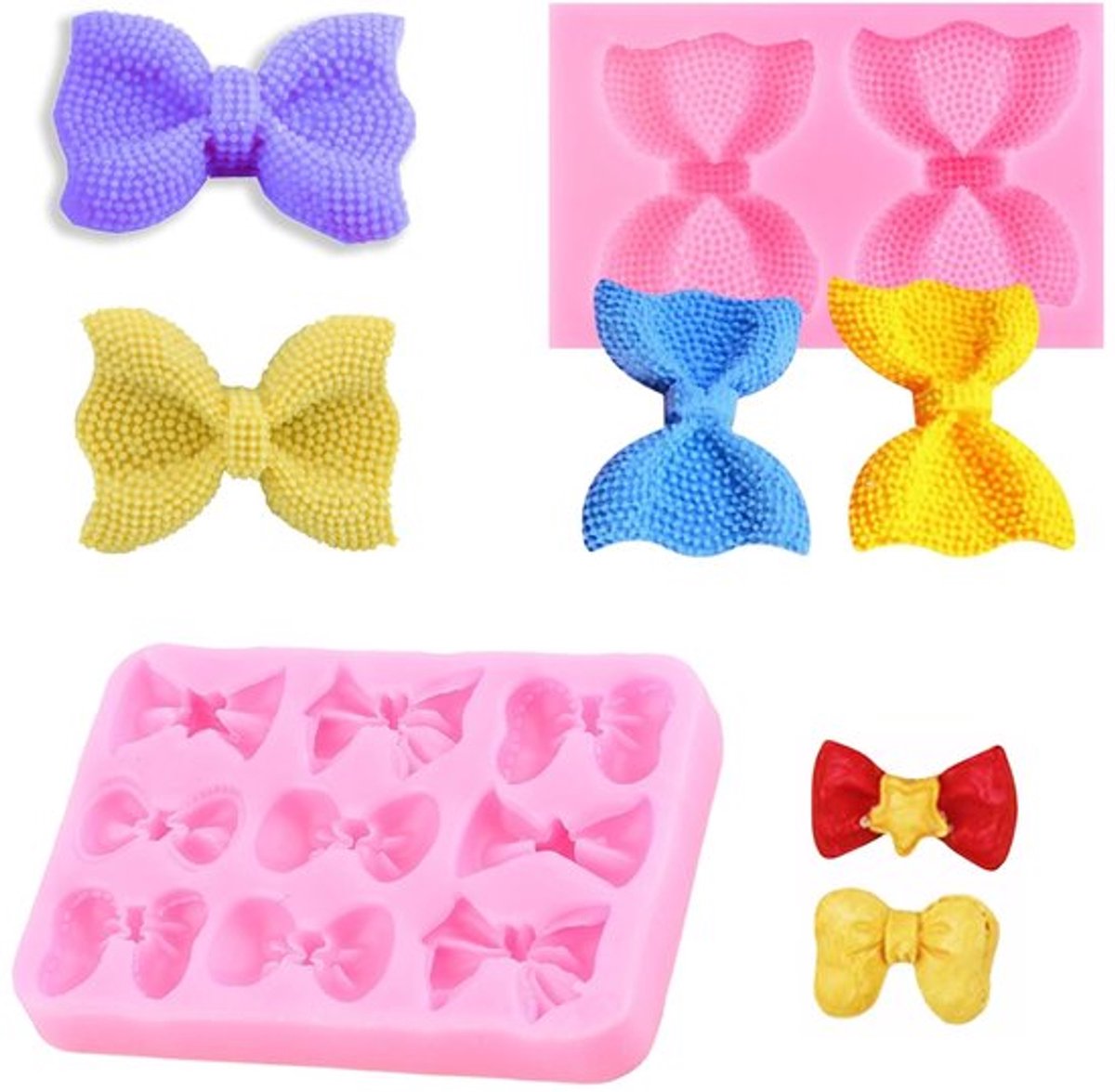 2 stuks siliconen vormen fondant strik vorm, fondant vormen siliconen strik, siliconen vorm bowknot, roze fondant vormen voor cupcake-toppers, doe-het-zelf knutselprojecten, verjaardagstaart