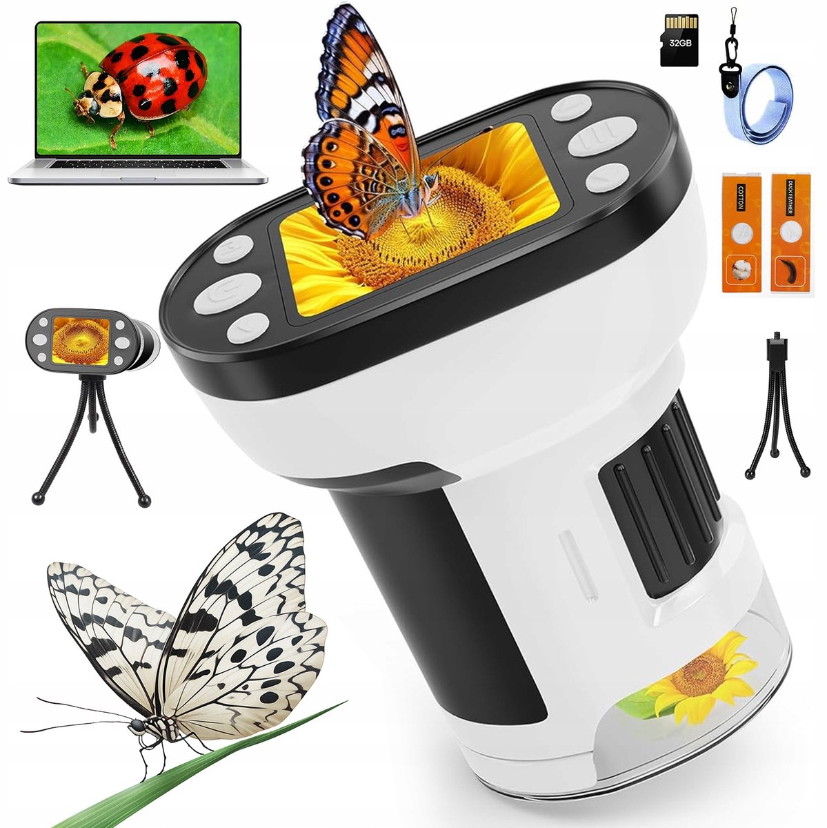 Digitale Microscoop Voor Kinderen - Kindermicroscopen - Handmicroscoop- 1000x - 2 Inch - LED - 32GB - 600mAh - Foto en Video - Educatief Speelgoed - Voor Natuur en School - Cadeau