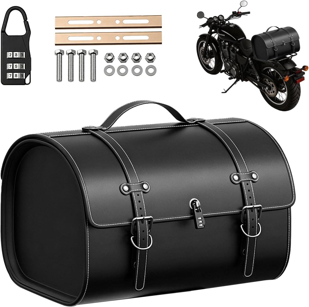 Motorfiets achtertas 33L - waterdicht leer - royale opbergruimte - ideaal voor reizen - ShopVlot