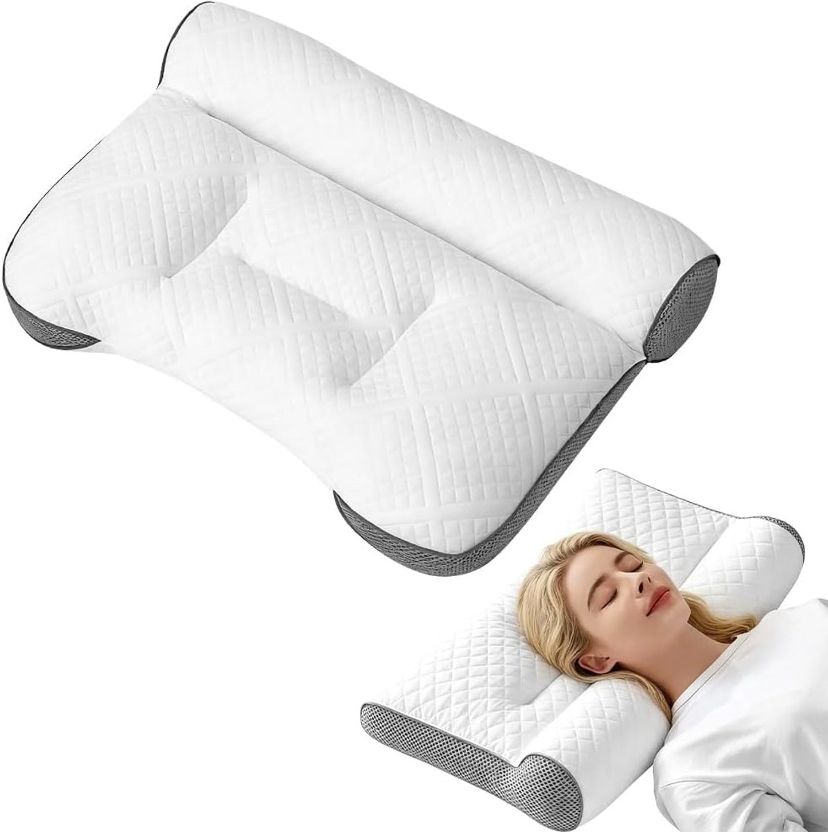 Ergonomisch neksteunkussen - orthopedisch ontwerp - ademend materiaal - verbetert slaapkwaliteit - ShopVlot