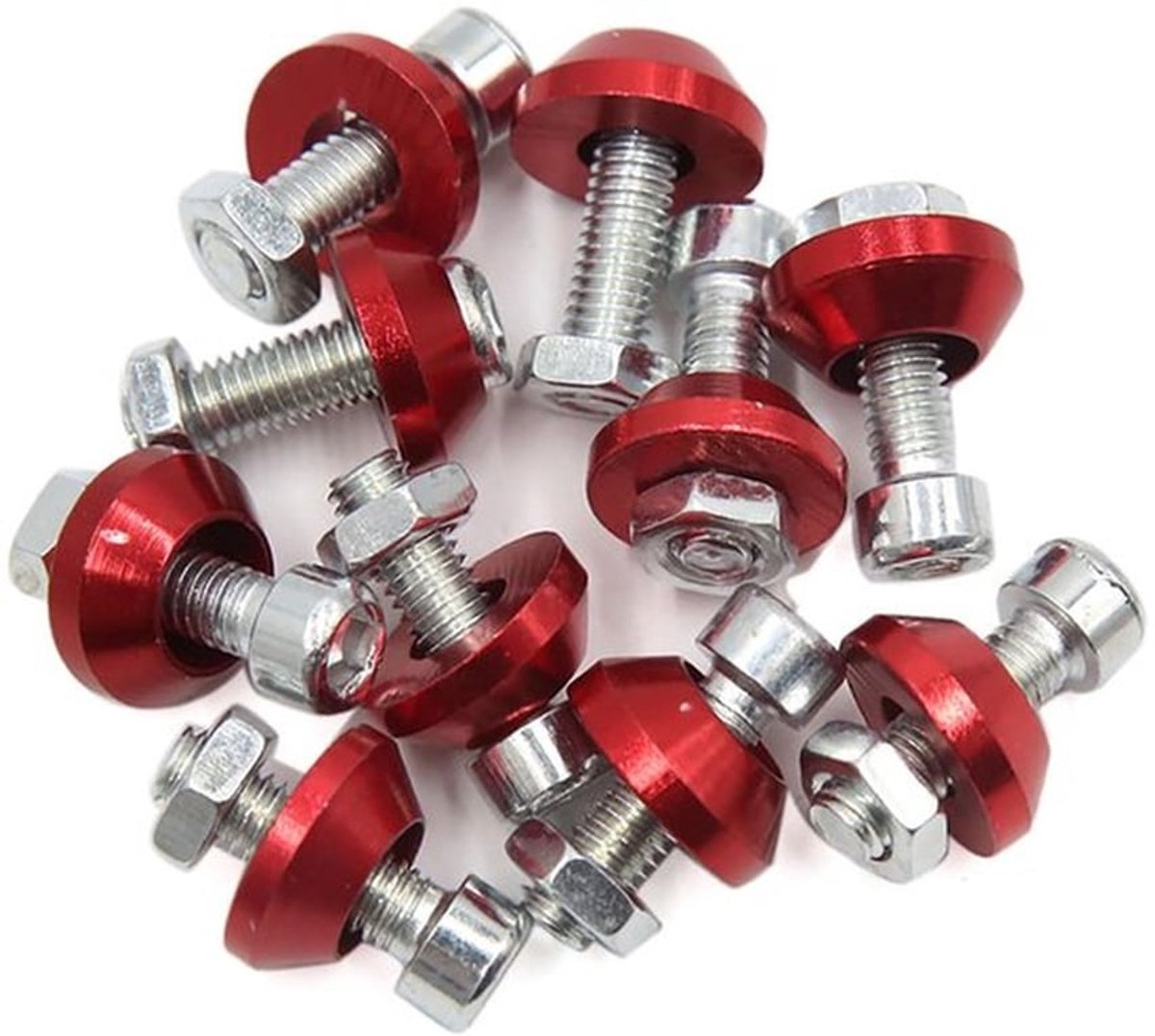 Schroeven set van 10 stuks - Schroeven voor kentekenplaatframe - Bevestigingen voor motorfietsen - Stijlvolle accessoires - Eenvoudig aan te brengen - 6 mm schroefdraaddiameter - Kentekenplaatschroeven