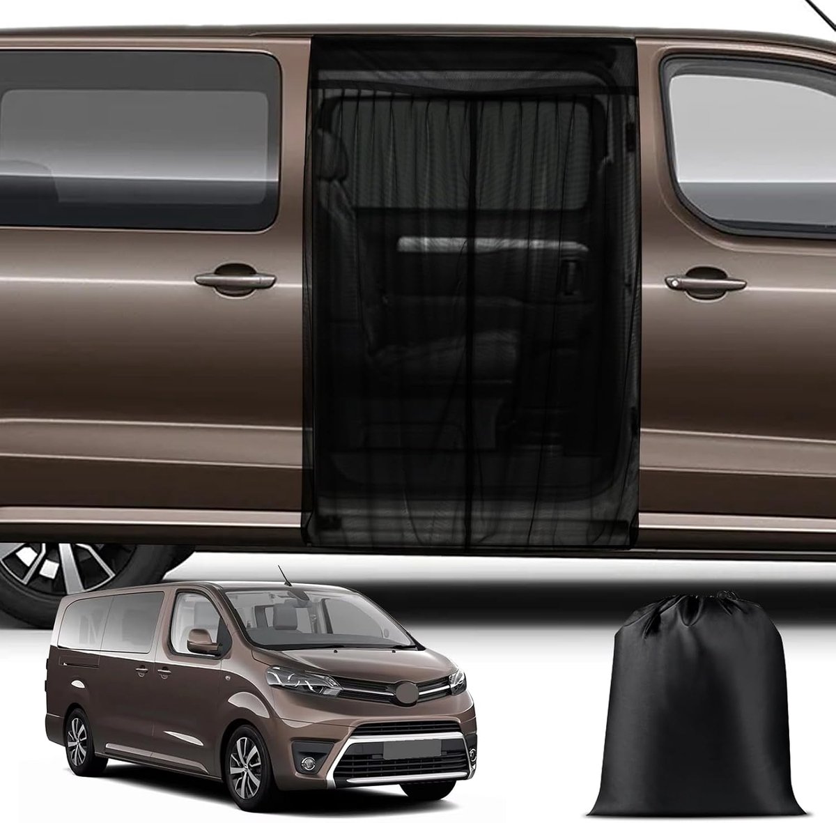 Muggenhor zijdeur - Op maat voor Citroen Jumpy 2016-2025 - Met rits in het midden - Beschermt tegen insecten - ShopVlot