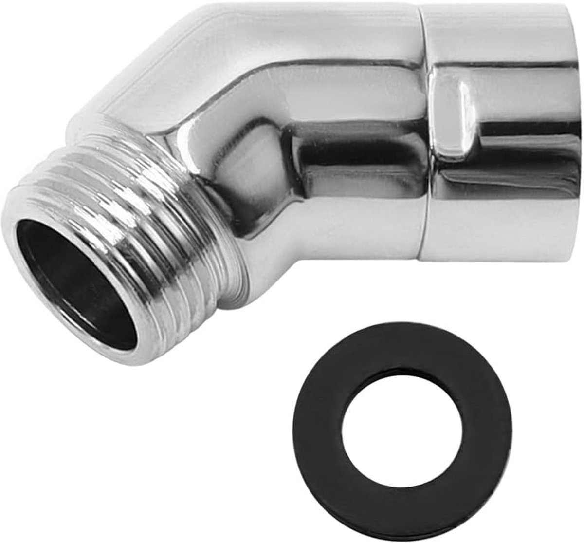 Adapter voor doucheslang 135° - messing met rubberen afdichting - eenvoudig te installeren - ideaal voor handdouches - ShopVlot