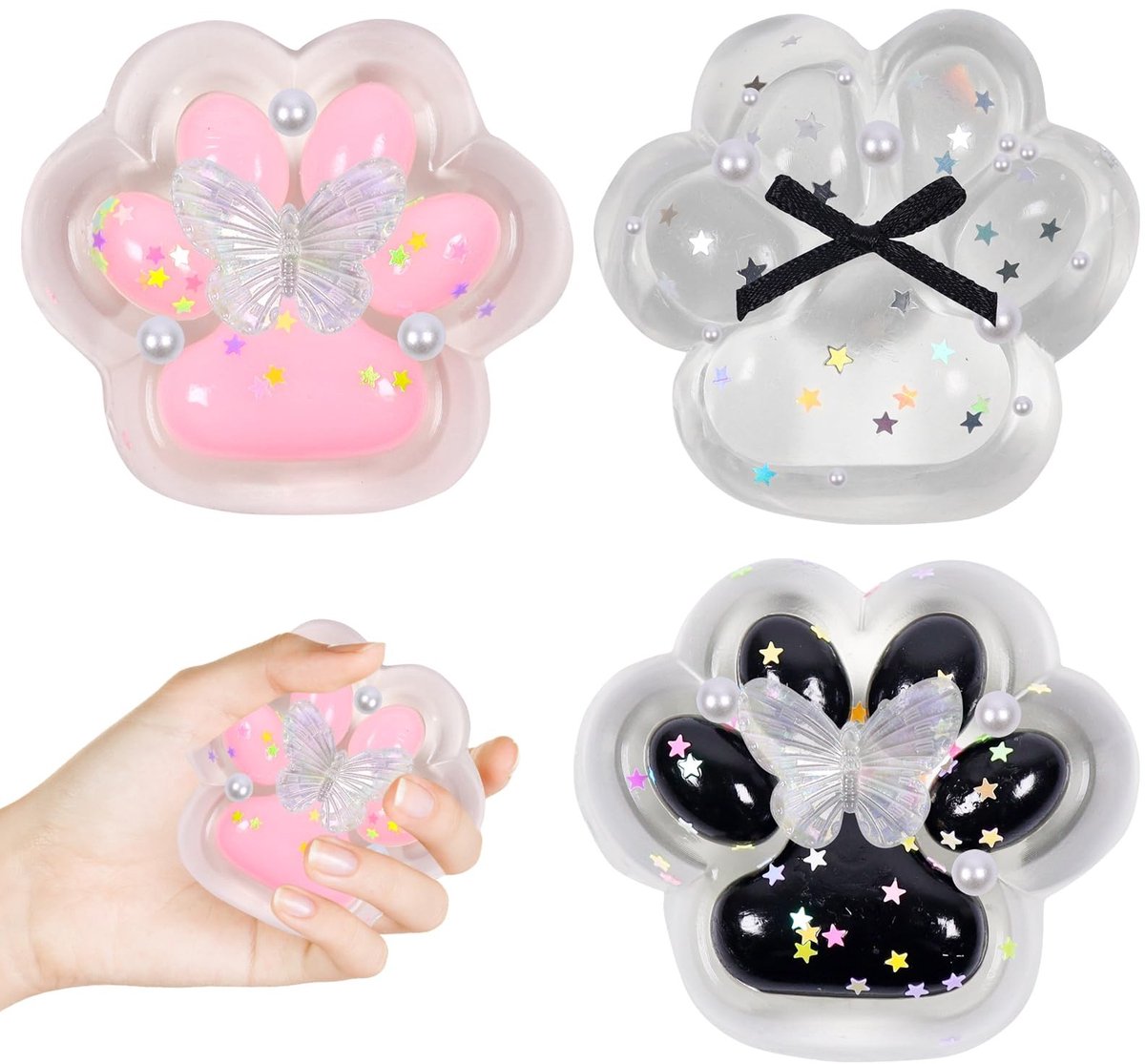 Solidchoice - Set van 3 Mini Kattenpoot Stressballen voor Ontspanning