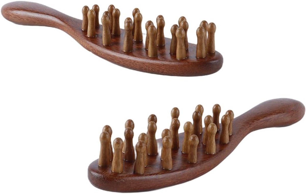 Massageborstel voor hoofdhuidverzorging - Sandelhout brede tandkam - Comfortabele grip - Ontspan met een diepe massage - ShopVlot