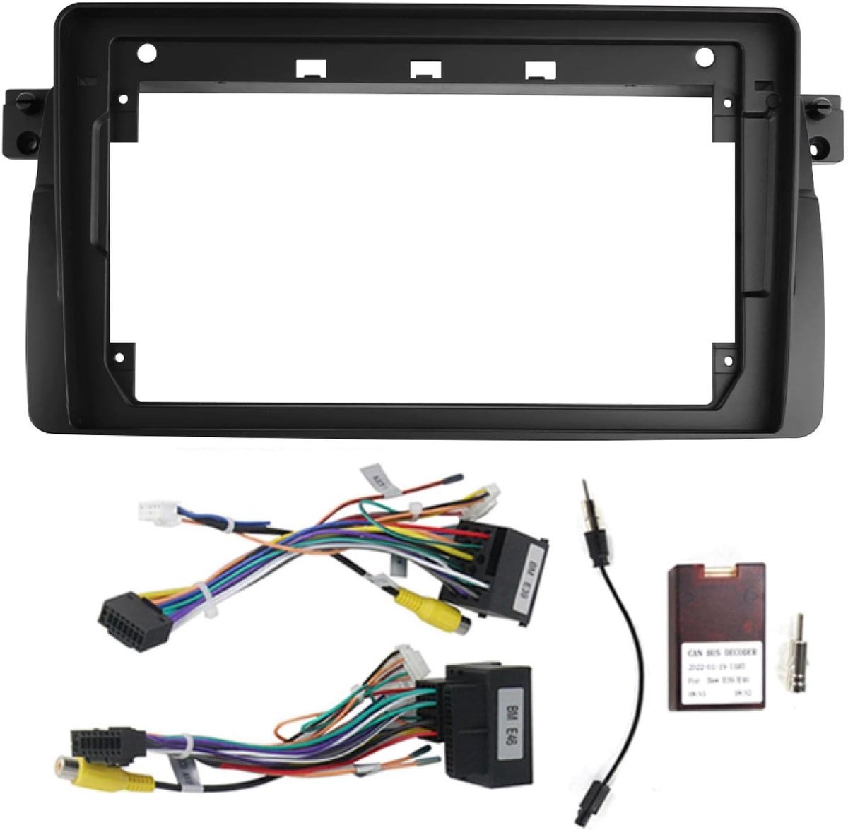 Autoradio montagekit 9 inch - dashboard frame - BMW 3 Serie (E46) 1998-2005 - behoud stuurwielbediening - ShopVlot