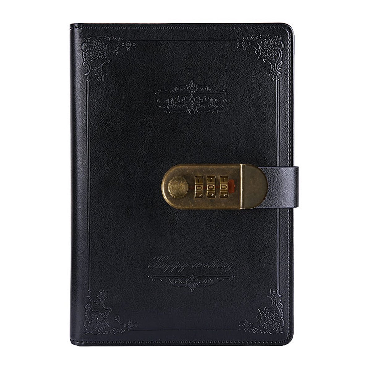 Solidchoice - Retro PU Lederen Notitieboek met Combinatieslot en Penhouder