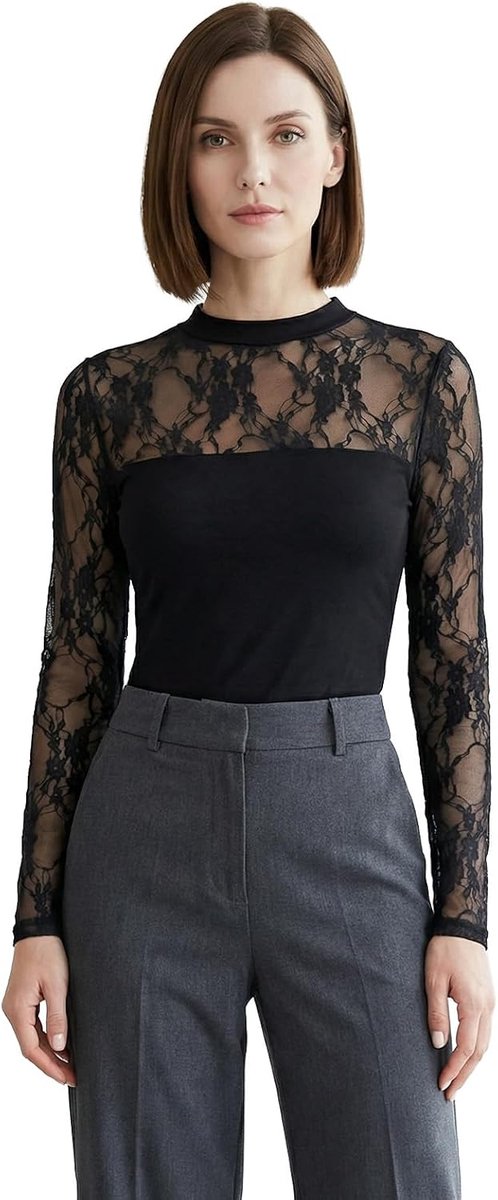 Gebreid top dames - sexy zwart - transparant - elegant avondkleding - ShopVlot