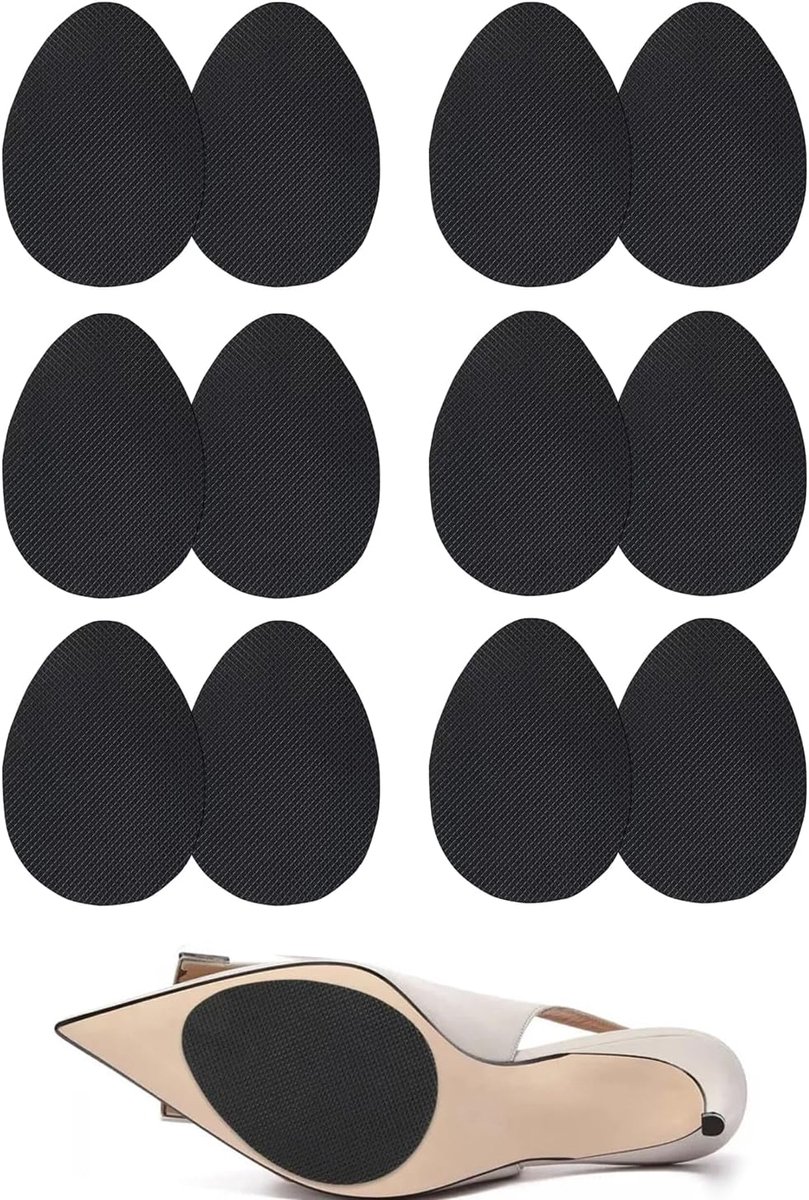 Zelfklevende rubberen zolen 12 stuks - zwart - antislip - ideaal voor schoenzoolreparatie - ShopVlot