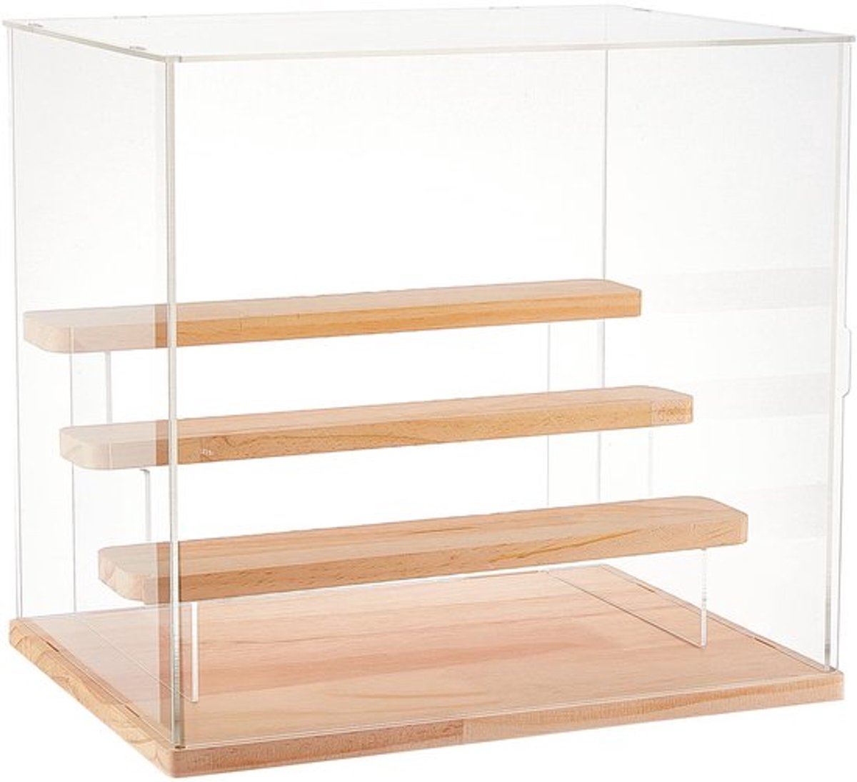 Transparante acryl displaybox, 3 niveaus, displayboxen voor op het aanrecht, opbergkubus, organizer, stofdicht, actie-etalage, popfiguren, verzamelobjecten, 32 x 26 x 29