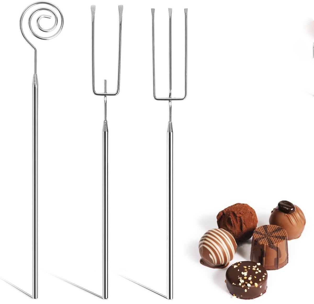Solidchoice - Set van 3 Stainless Steel Chocolade Vorken voor Bonbons