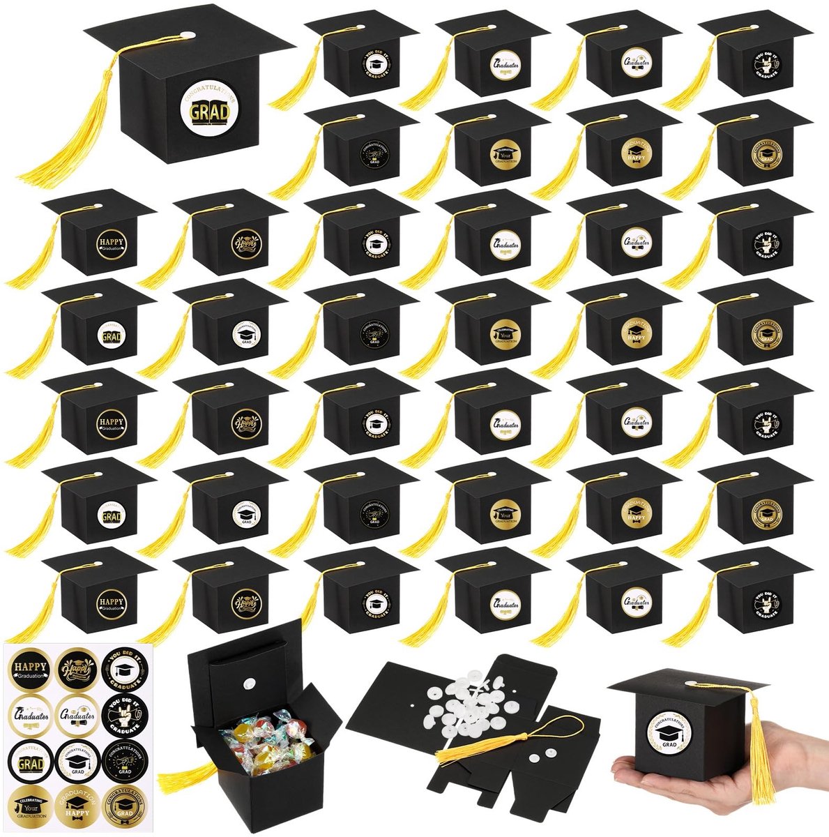 Solidchoice - Set van 36 Afstudeercadeau Dozen met Kwasten en Stickers