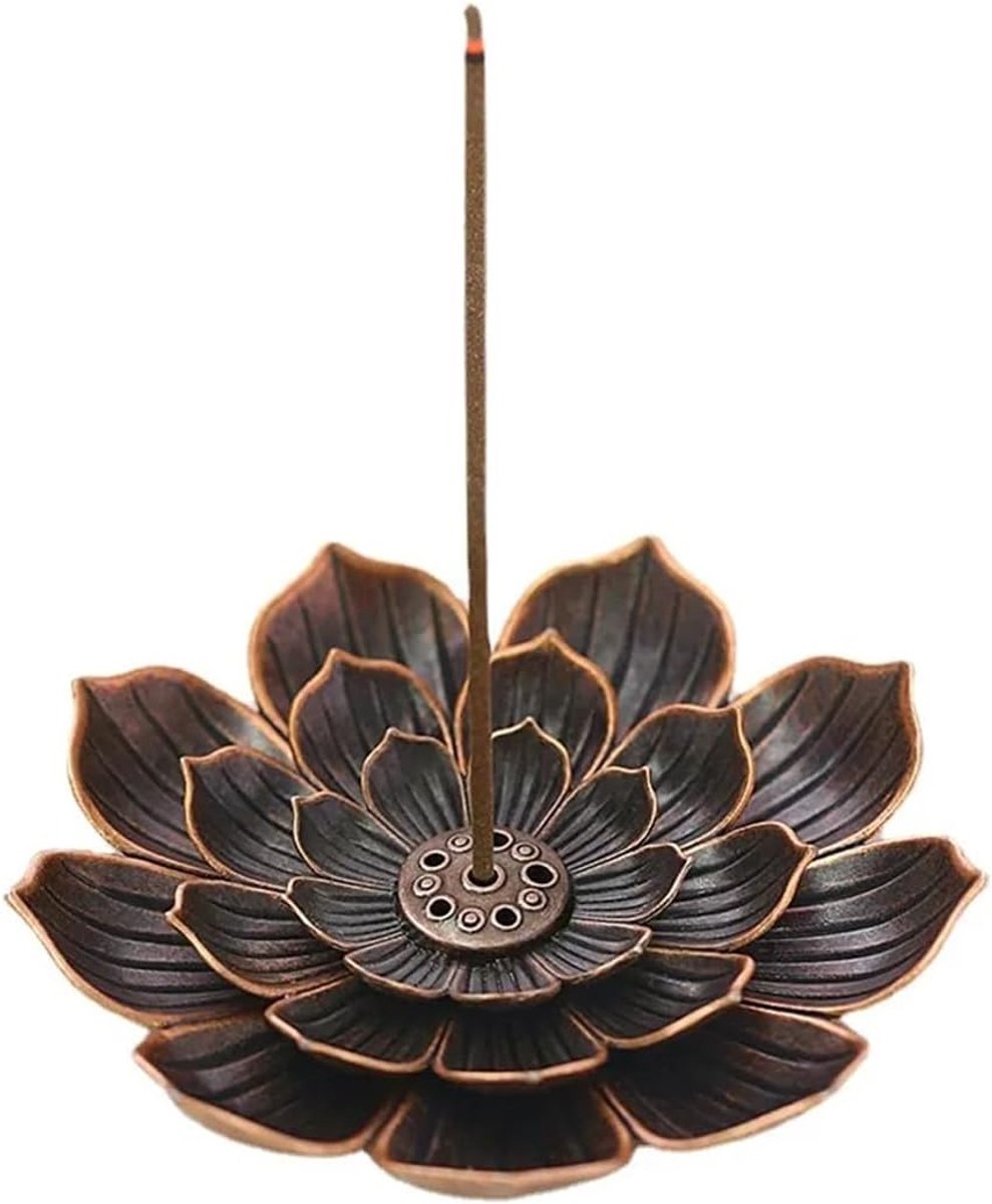 Incensesteker - Lotusvorm - Koper - Ideaal voor meditatie en ontspanning - ShopVlot