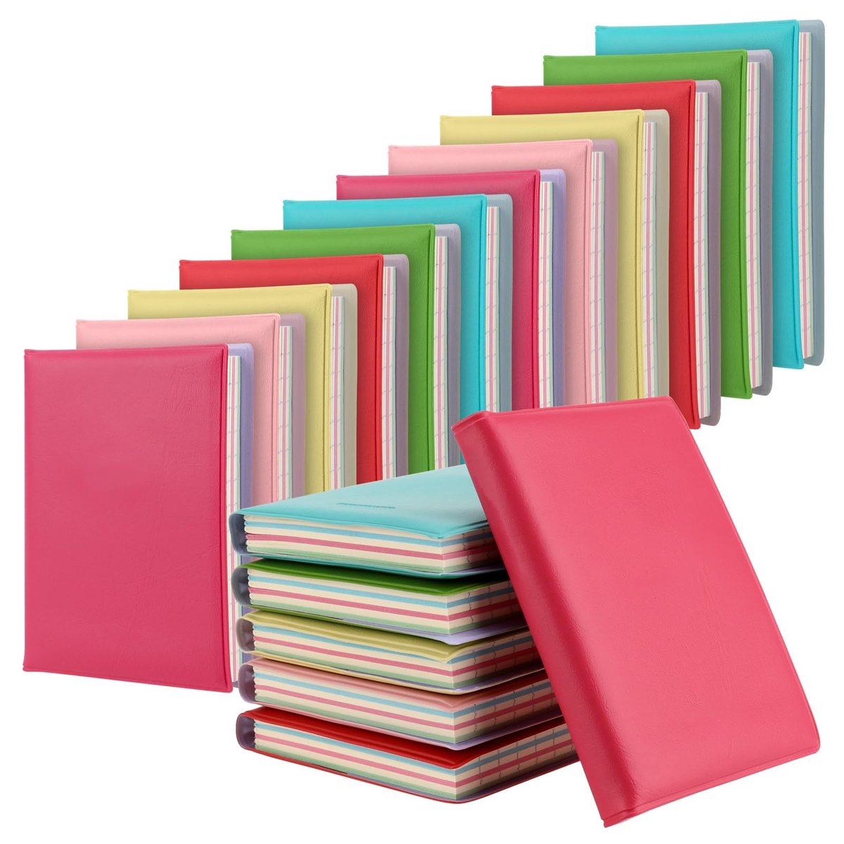 Solidchoice - Set van 18 Mini Notitieboekjes met Lederen Kaft