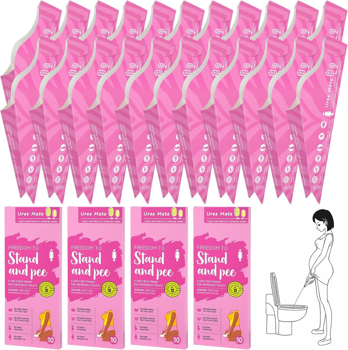 Wegwerp-urinoir voor dames - 30 stuks - papier - draagbaar - ideaal voor reizen - ShopVlot