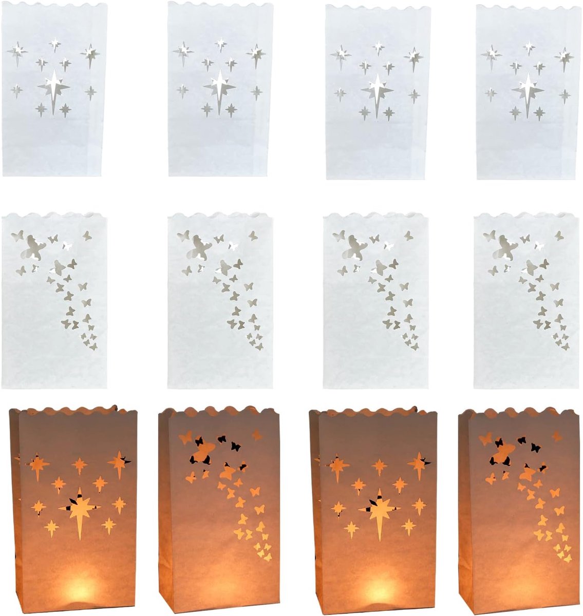 Candle Bags 20 Stuks - Witte Papieren Kaarsenzakken - Vlamvertragend - Voor Feesten en Bruiloften - ShopVlot