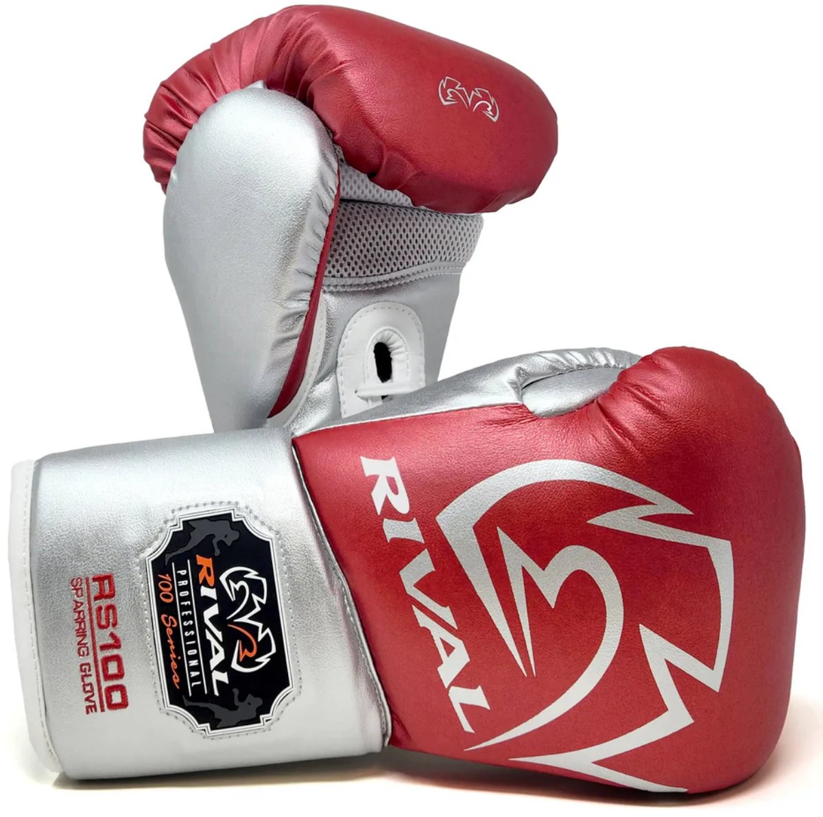 Rival RS100 Professional Sparring Bokshandschoenen – Multi‑Layer Foam – Wrist Lock 2™ – Rood/Zilver - 16 OZ