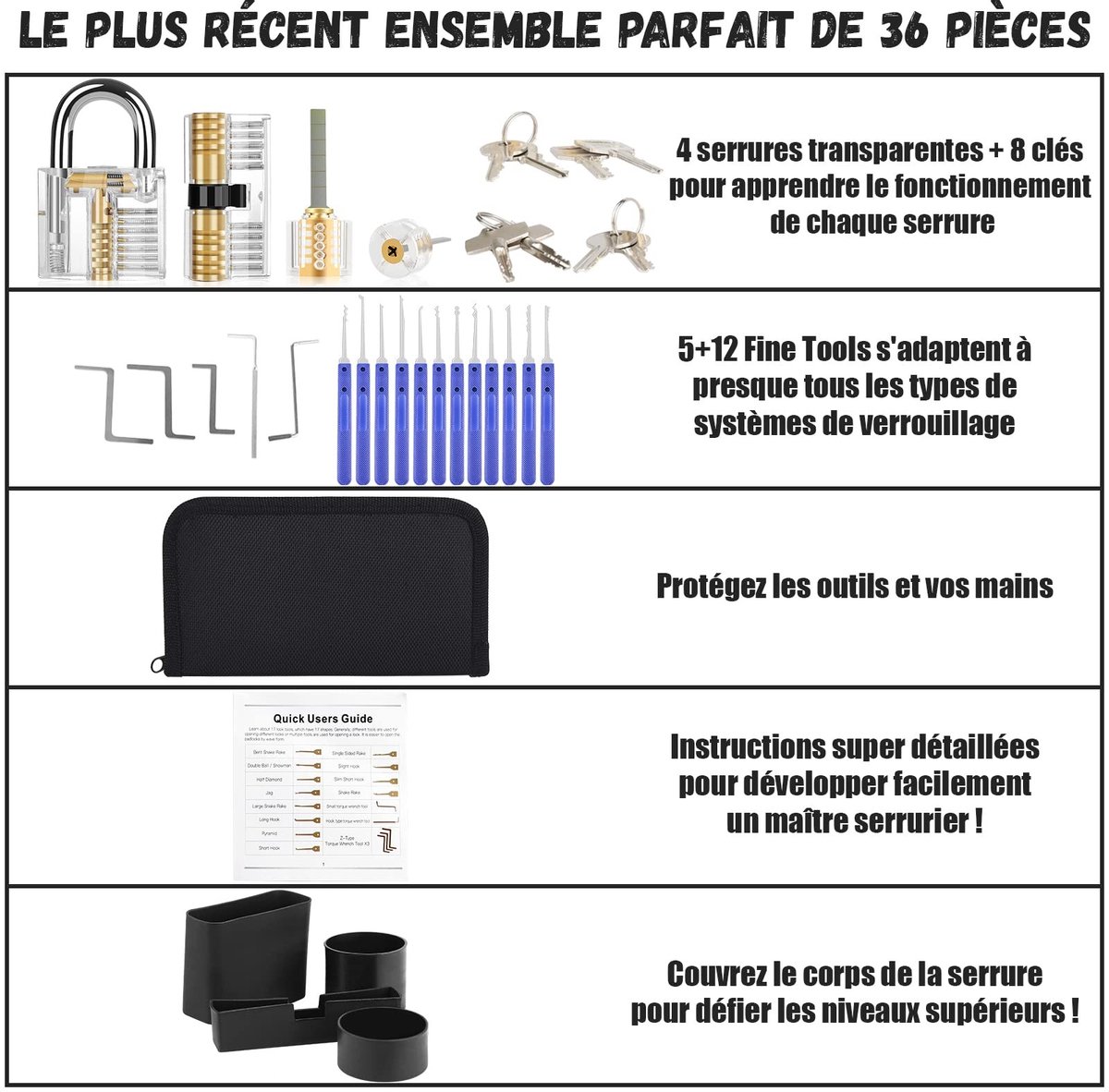 Solidchoice - Lockpick Set met 36 Stukken voor Beginners en Training — cadeau in Hobby - foto 7