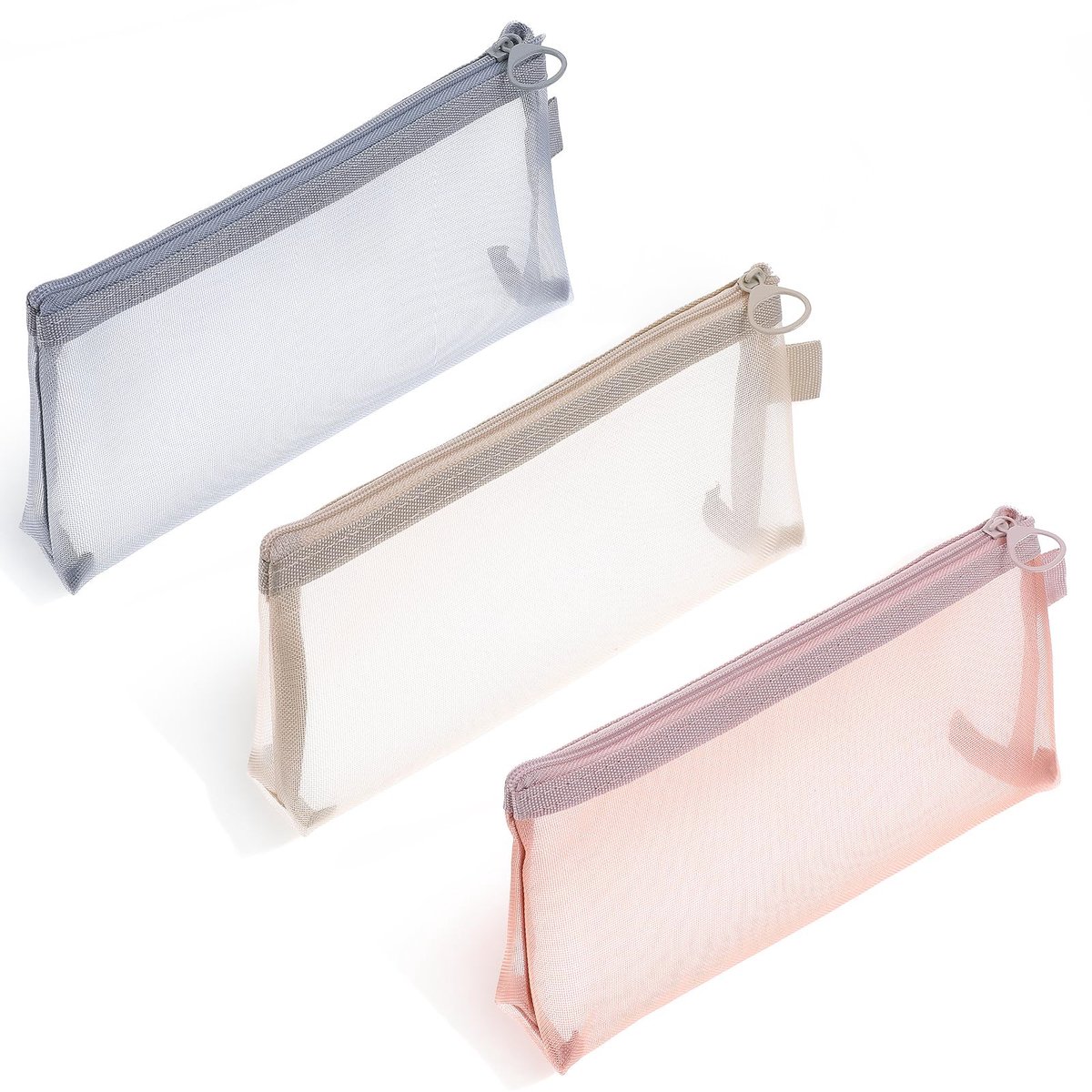 Solidchoice - Set van 3 Transparante Make-up Tassen met Rits