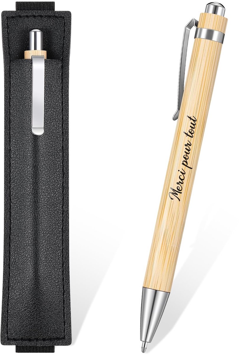 Solidchoice - Houten Balpen met Lederen Etui als Geschenk