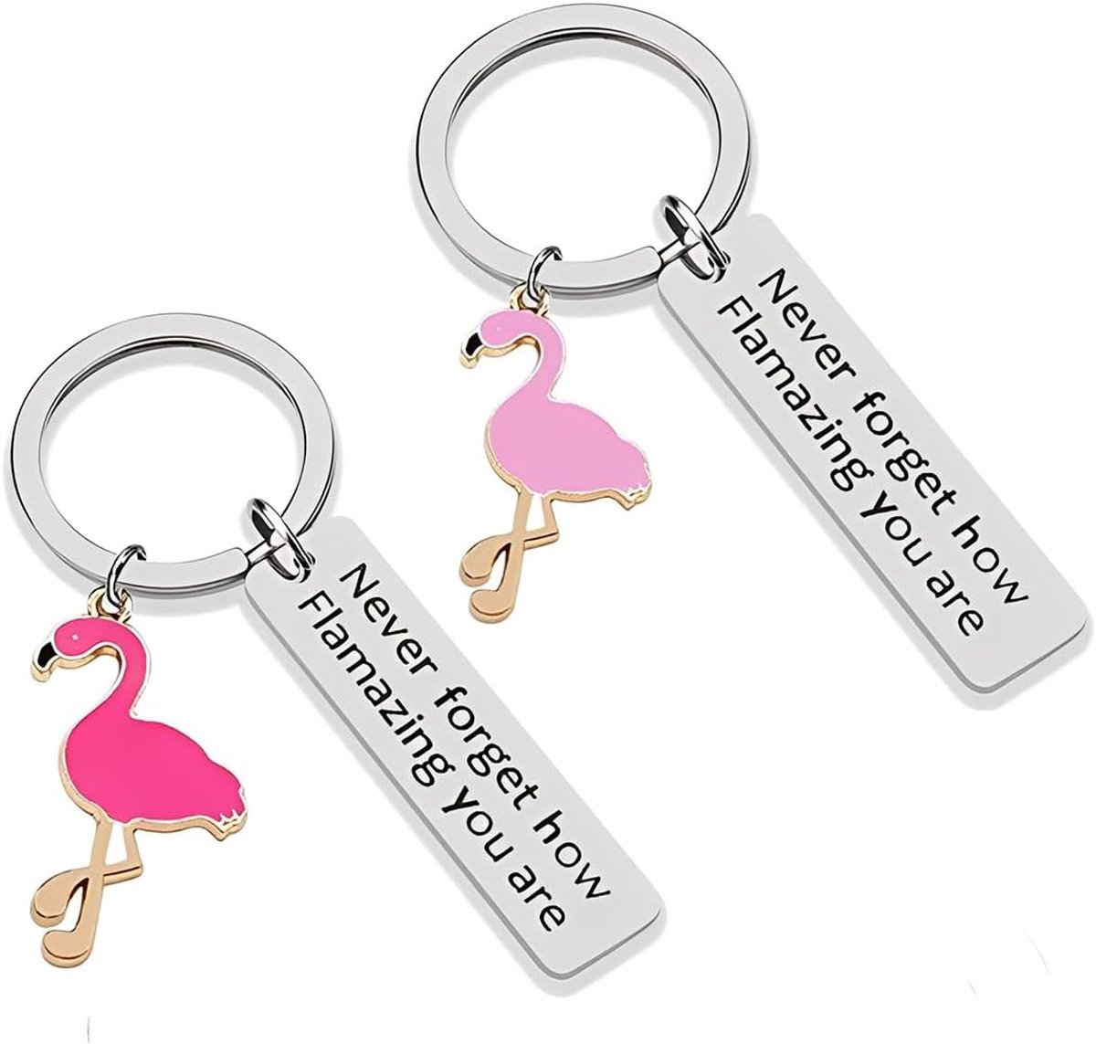 Sleutelhangers set van 2 - Flamingo design - Inspirerende en motiverende geschenken - Perfect voor vrouwen - ShopVlot