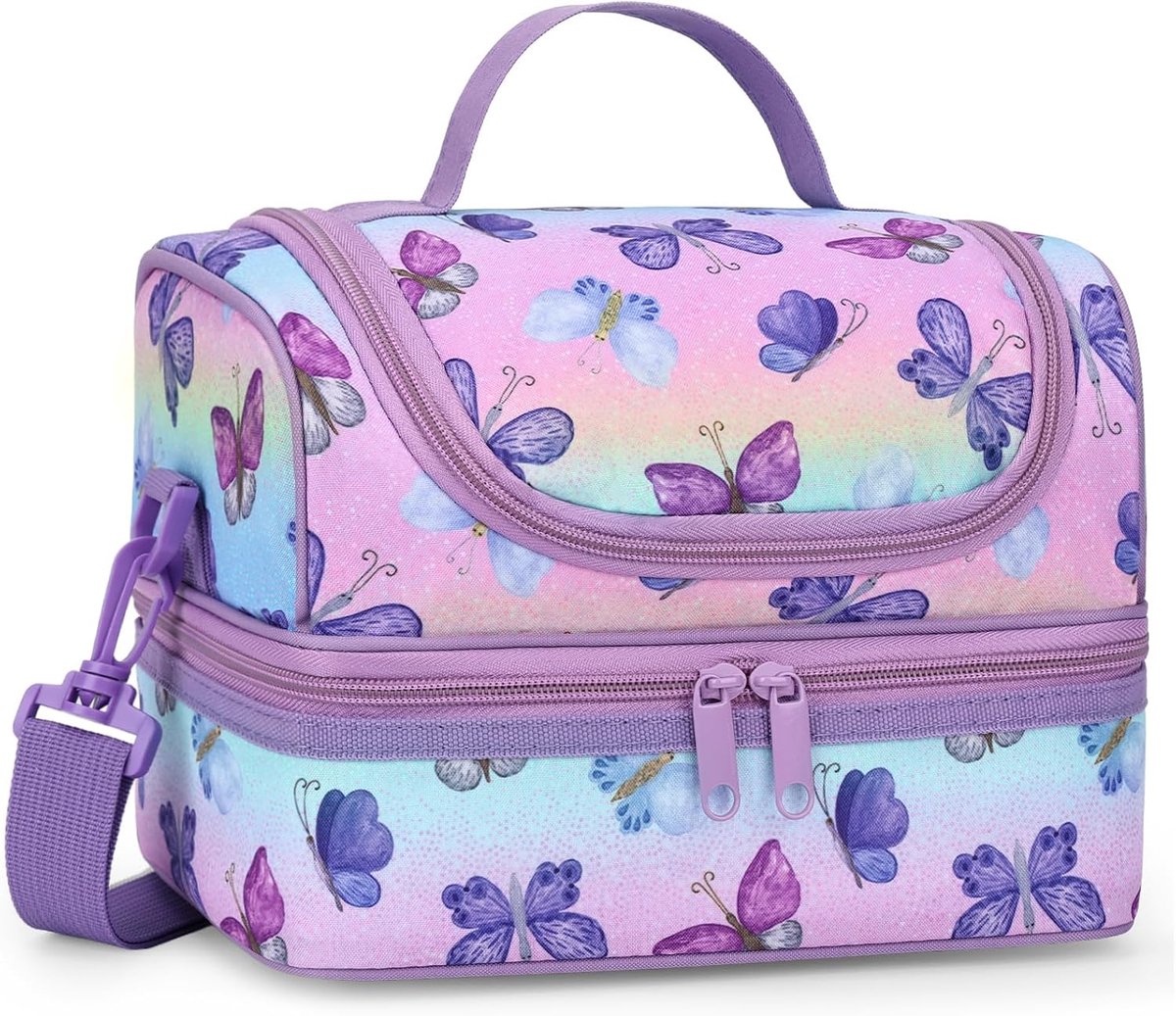 Kindertasje voor Lunch - Dubbele Compartimenten - Insulated Koeltas met Schouderband - Ideaal voor School - ShopVlot
