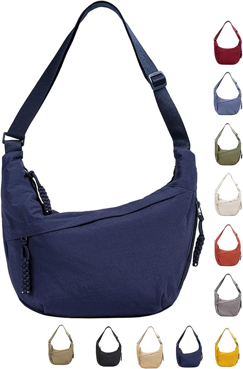 Crossbody schoudertas - half moon model - nylon materiaal - verstelbare schouderband - ShopVlot