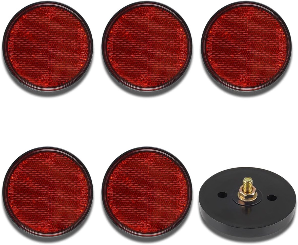 6pcs Ø 59mm Motorcycle Bicycle E4 Reflector Round Red Reflector Rear Cat Eye Multifunctional Scooter Approved e - ShopVlot