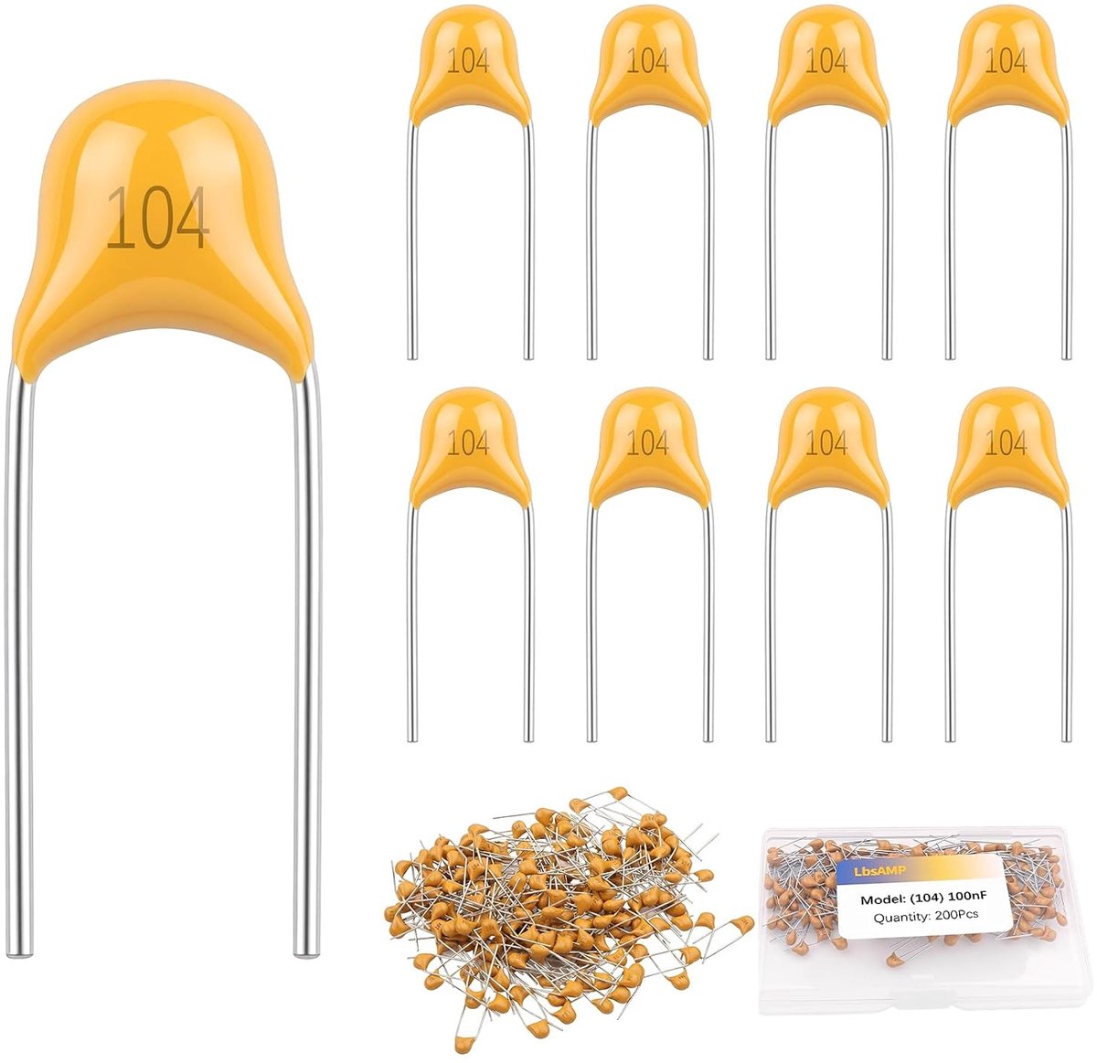 200pcs Ceramic Capacitors 100nf 50V 104 Multilayer Capacitors Monolithic Ceramic Capacitor Capacitor Ceramic Capacitor - ShopVlot