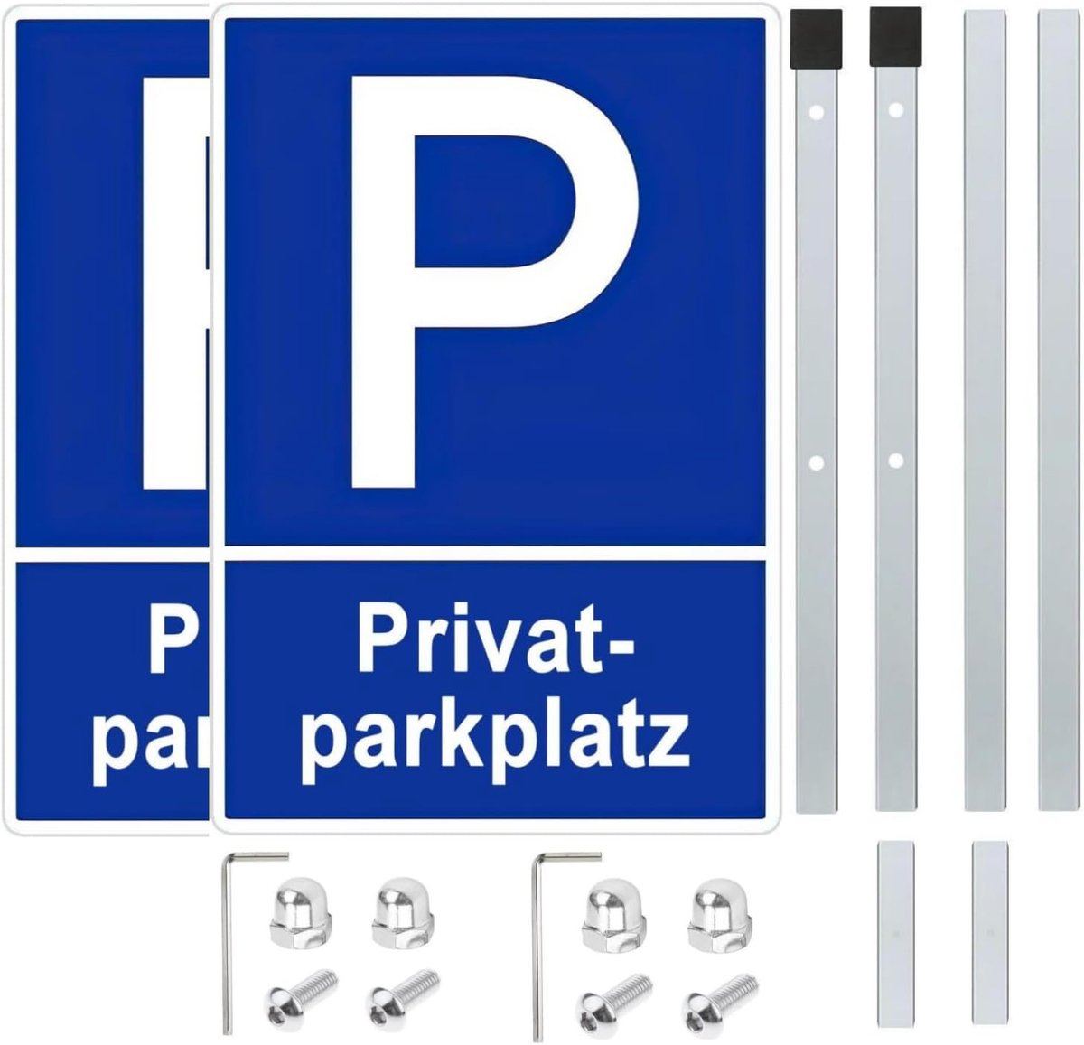Privacy Sign for Parking Lot, Pack of 2 with Posts 90 cm High, 20 x 30 cm Parking Prohibition, Parking, Easy to - ShopVlot