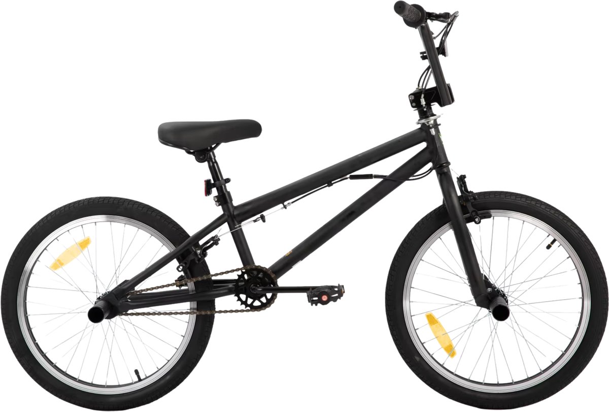 Freestyle BMX-fiets – Voor kinderen – Beginners tot geavanceerde rijders, met 360 graden gyro en 4 haringen – Black-20 Inch