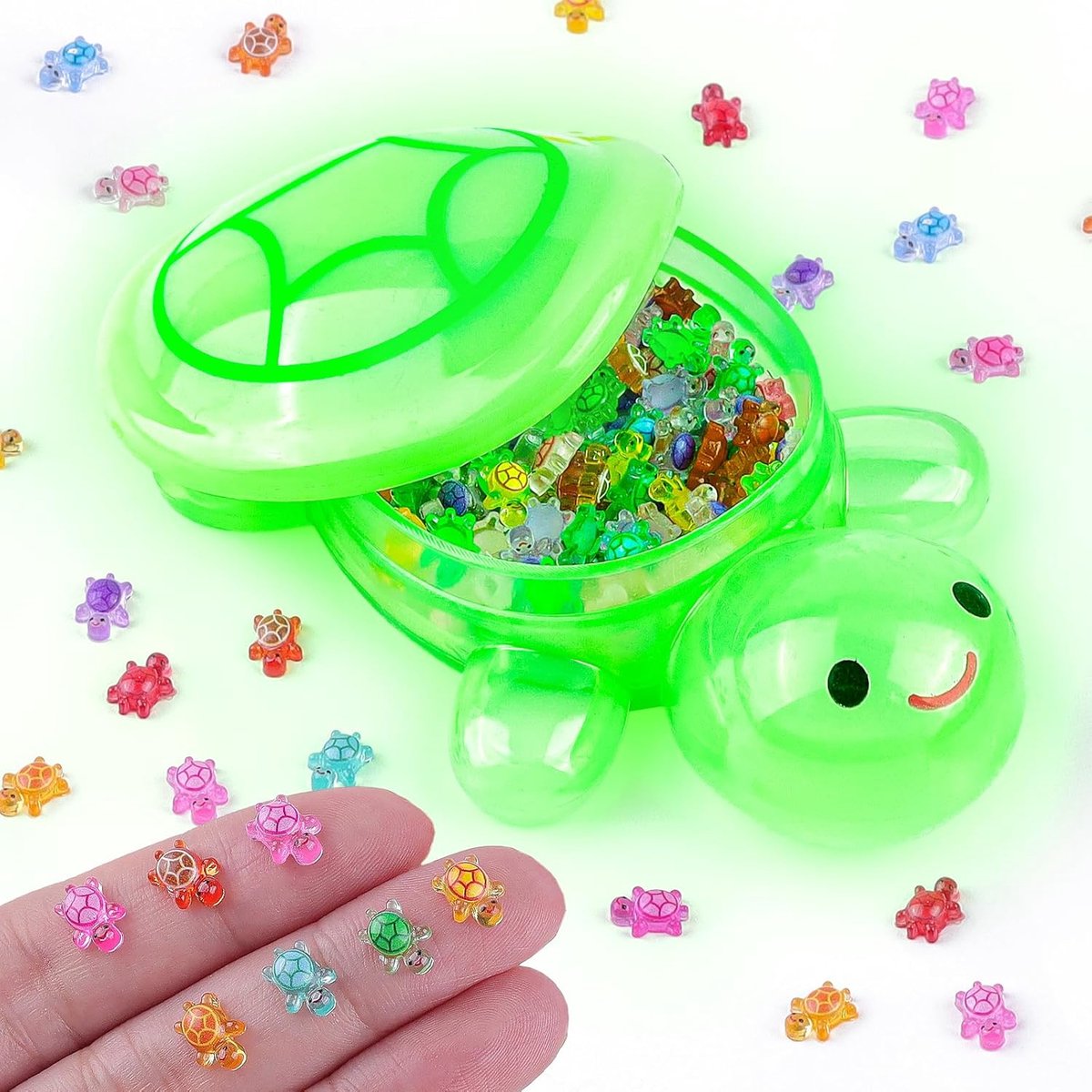 Pack of 200 Mini Resin Turtles with 1 Jumbo Resin Turtle Luminous in the Dark, Miniature Turtles for Fairy Garden - ShopVlot