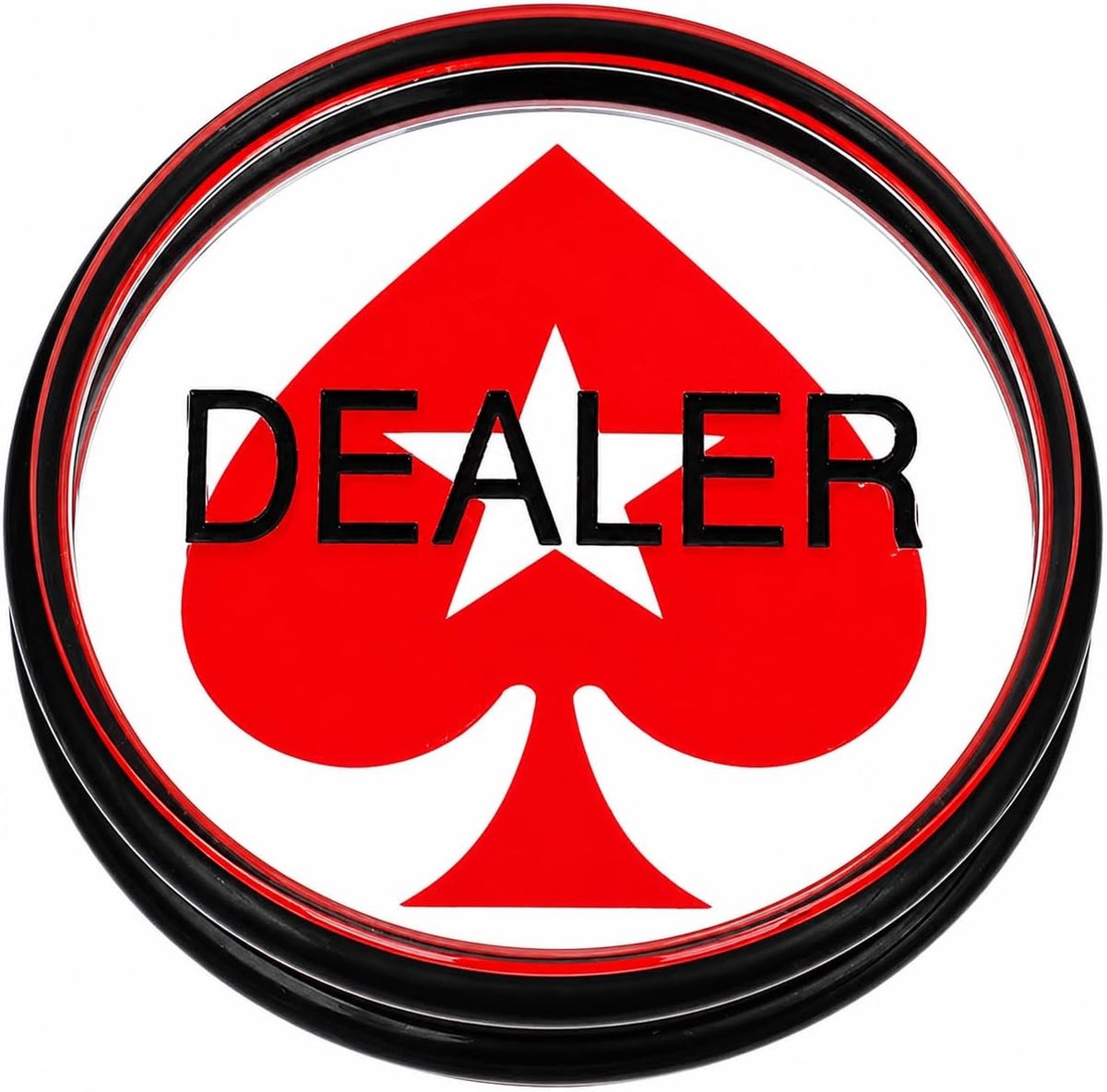 Poker Button, Poker Dealer Button Red Spade, Black and Red, Made of Premium Acrylic Glass with Protective Elastics, 3 - ShopVlot
