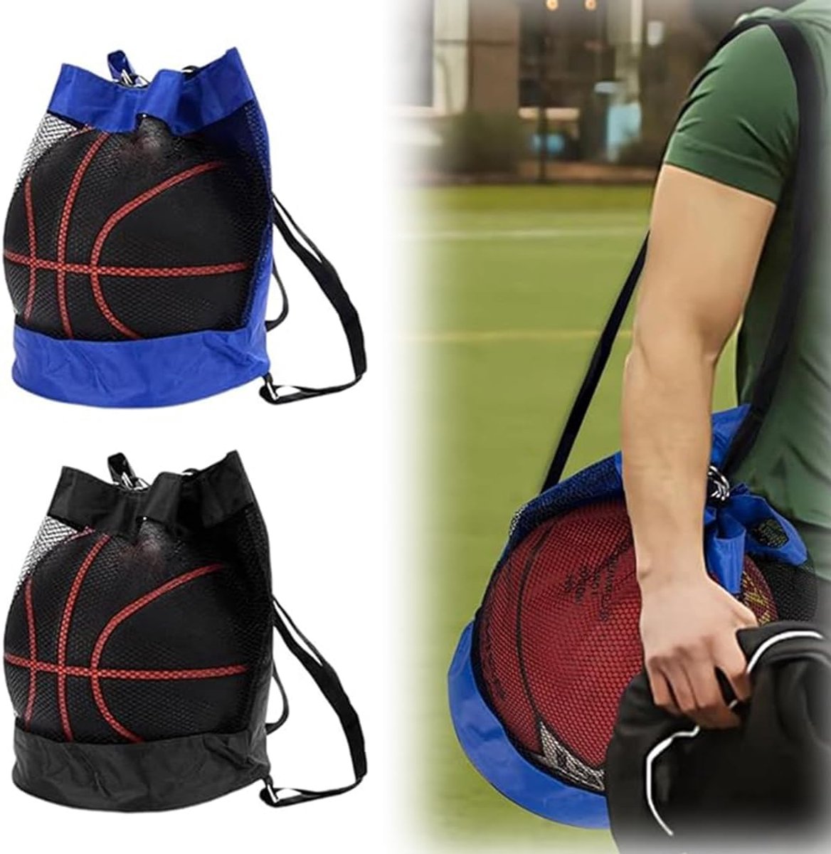 2 Pack Ball Bag, Football Net, Football Net, Multifunctional Net Bag, Beach Bag, Portable Backpack for Football - ShopVlot