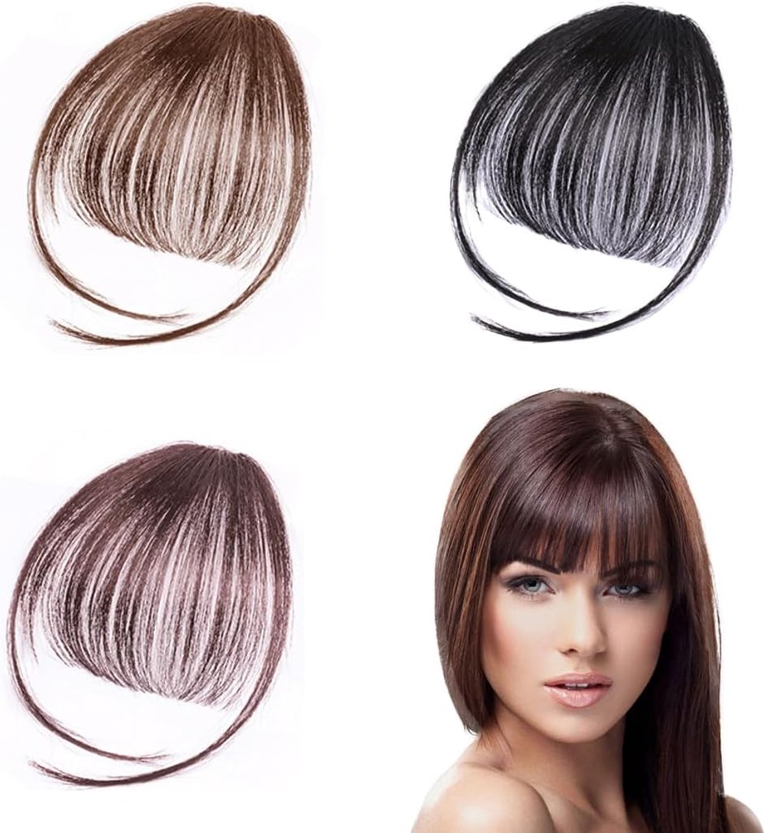 3 pieces clip-in fringe hair piece fringe hair clip in extensions hair extensions synthetic front fringe bangs - ShopVlot