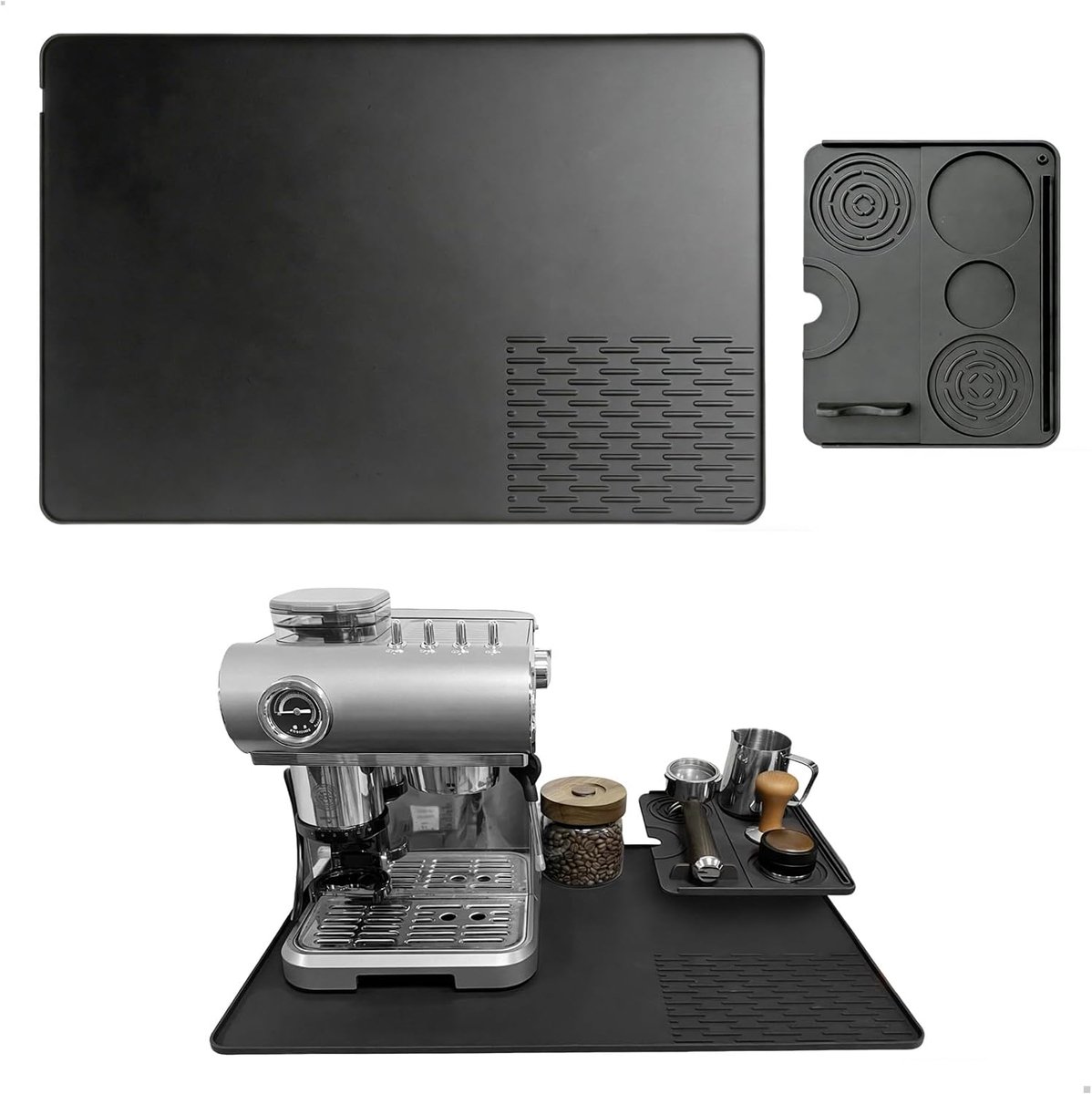 Koffiezetapparaat, afdruiprek mat, afdruipmat, koffiezetapparaat, siliconen, antislip, wasbaar, 2-in-1 set, organizer - ShopVlot