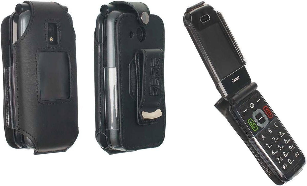 caseroxx Leather case with belt clip compatible with Gigaset GL7 made of genuine leather, bag with belt clip and - ShopVlot